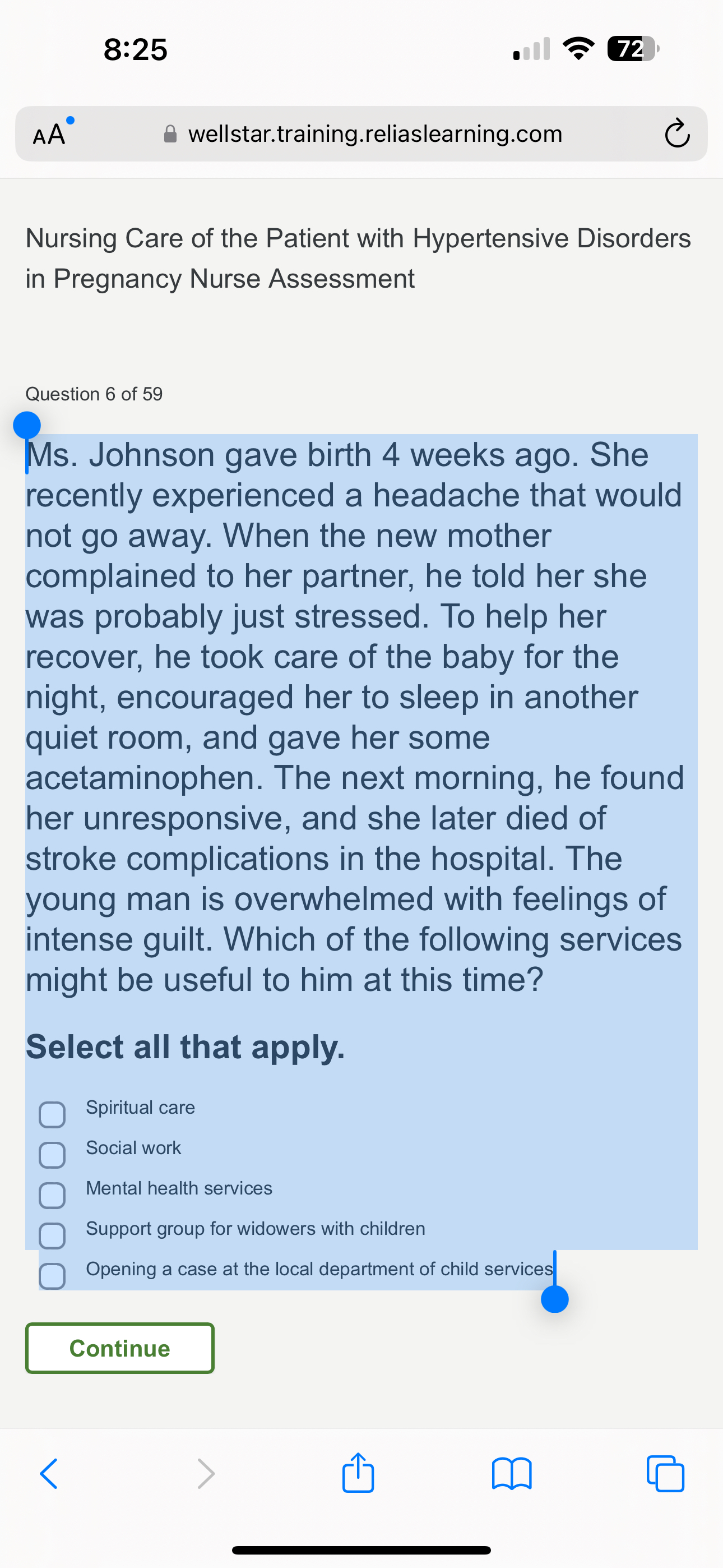 Solved 8:2572AA°wellstar.training.reliaslearning.comNursing | Chegg.com