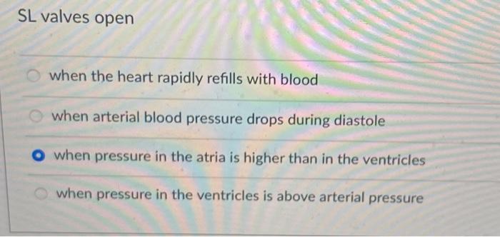 Solved SL valves open when the heart rapidly refills with | Chegg.com