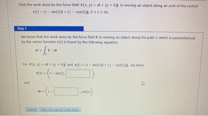 Solved Find The Work Done By The Force Field F X Y Xi Chegg Com