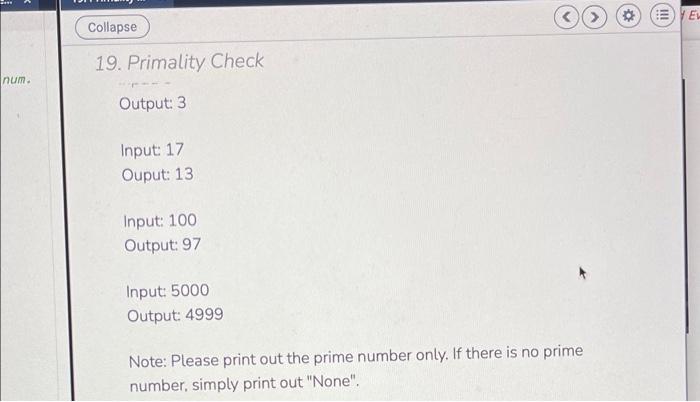 Solved bum. 19. Primality Check Write a program in | Chegg.com