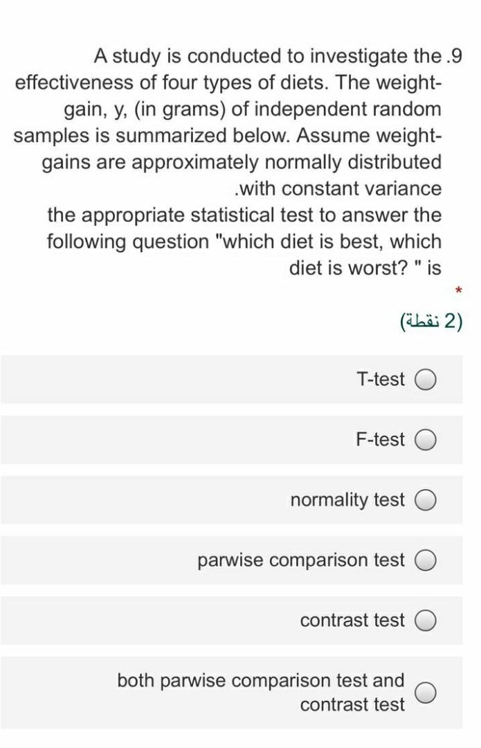 Solved A study is conducted to investigate the. 10 | Chegg.com