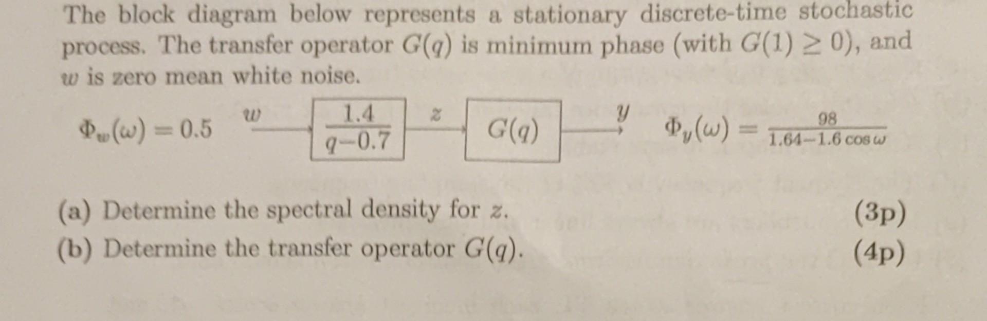 Transfer Operator Solved The block diagram below represents a stationary | Chegg.com