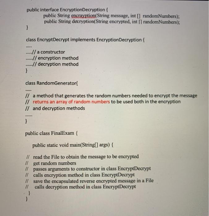Solved Create a java program, the program consists of an | Chegg.com