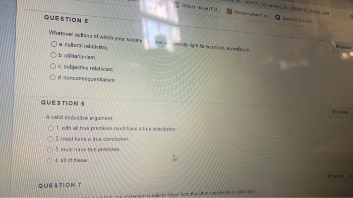 QUESTION 1 The best way to defend your moral | Chegg.com