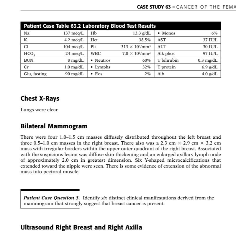 Solved CASE ST U DYCANCER OF THE FEMALE BREAST(2) ﻿For the | Chegg.com