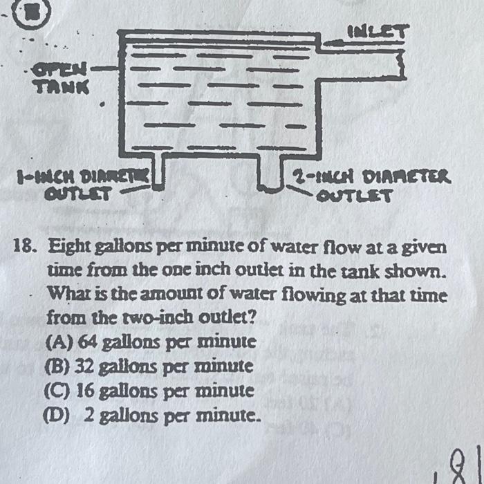 Solved 18. Eight galloss per minute of water flow at a given | Chegg.com