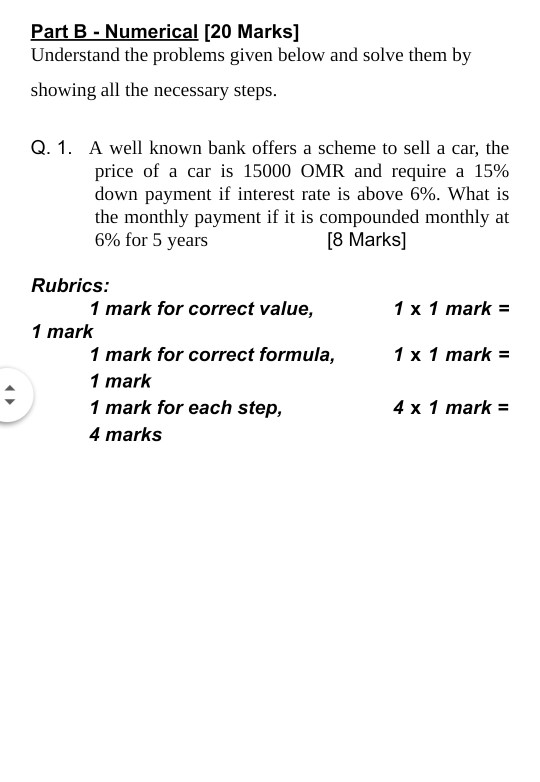 Solved Part B - Numerical [20 Marks] Understand the problems | Chegg.com