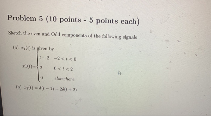 Solved Problem 5 (10 points - 5 points each) Sketch the even | Chegg.com