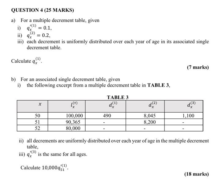 Solved Question 4 25 Marks A For A Multiple Decrement 8091