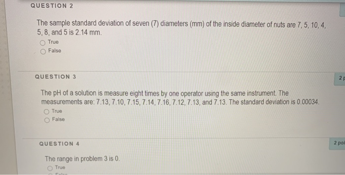 Solved QUESTION 2 The sample standard deviation of seven (7) | Chegg.com