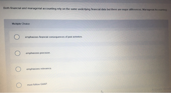 Solved Both financial and managerial accounting rely on the | Chegg.com