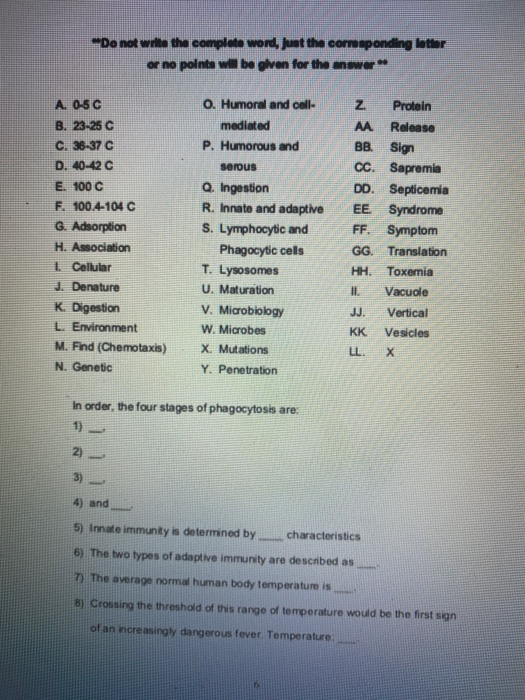 Solved Do Not Will The Complete Word Just The Correspond Chegg Com