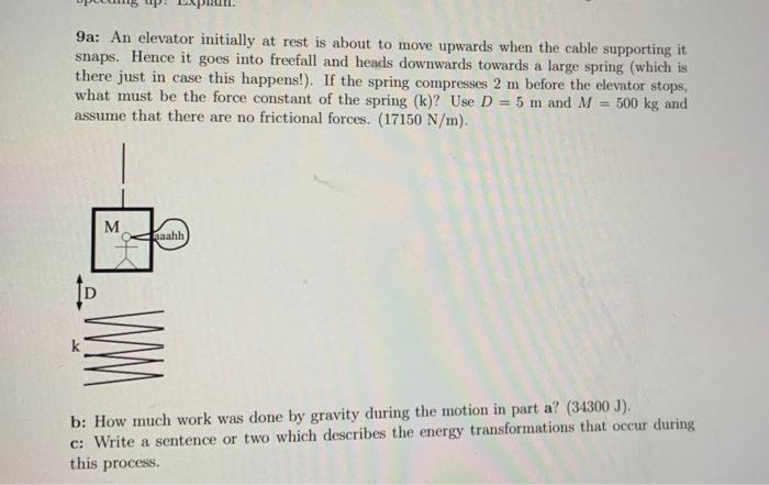 Solved 9a: An elevator initially at rest is about to move | Chegg.com