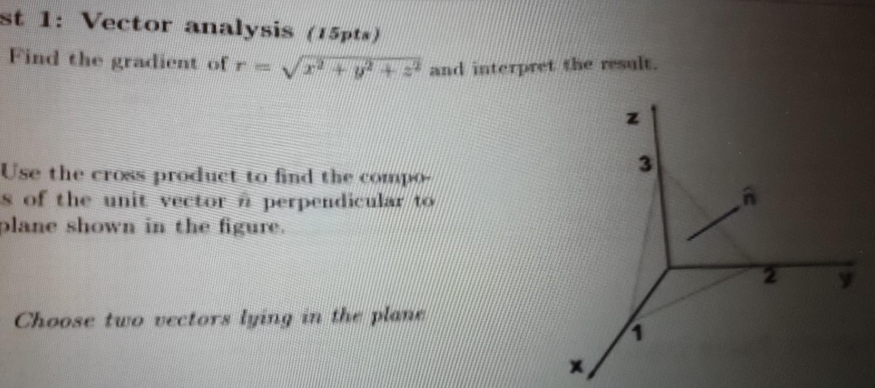 Solved st 1: Vector analysis (15pts) Find the gradient | Chegg.com