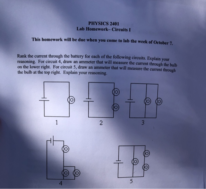 Solved PHYSICS 2401 Lab Homework- Circuits I This Homework | Chegg.com