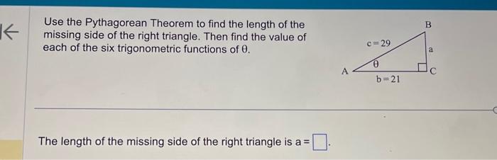 Solved Use the Pythagorean Theorem to find the length of the | Chegg.com