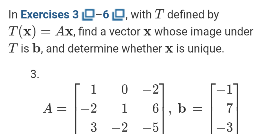 Solved In Exercises 3 ﻿I 6 , ﻿with T ﻿defined by T(x)=Ax, | Chegg.com