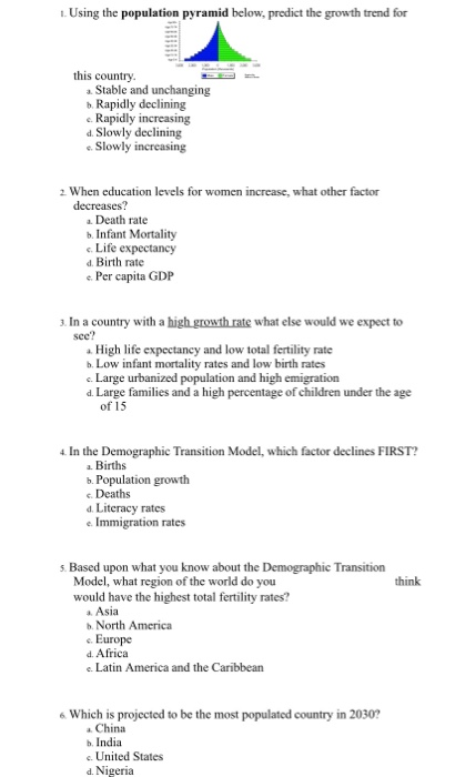 1 Using The Population Pyramid Below Predict The Chegg Com