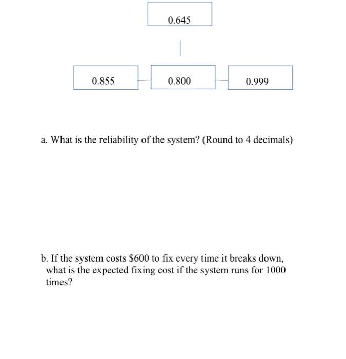 Solved a. What is the reliability of the system? (Round to 4 | Chegg.com