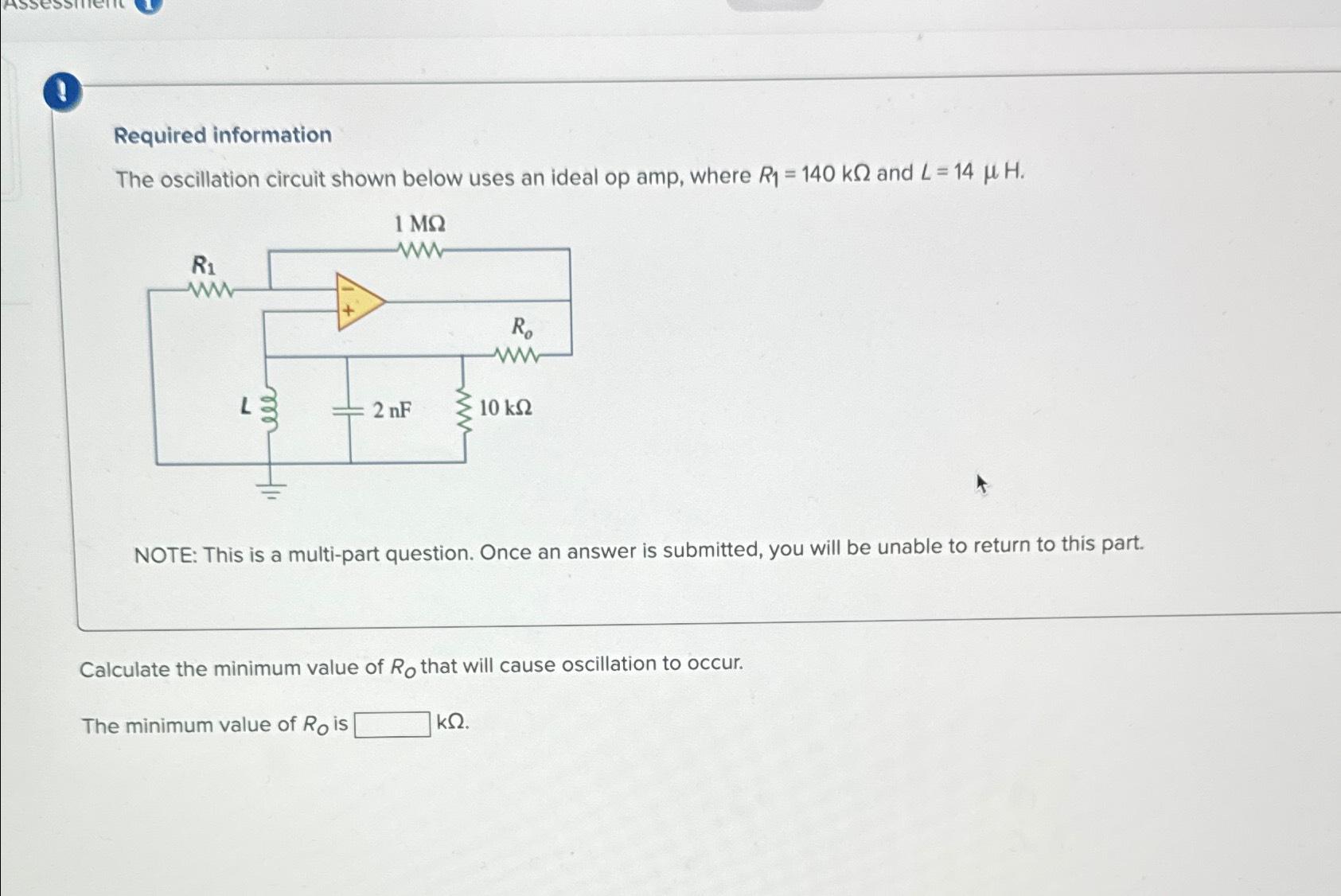 Solved 1Required InformationThe Oscillation Circuit Shown | Chegg.com