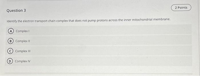 Solved Identify the electron transport chain complex that | Chegg.com