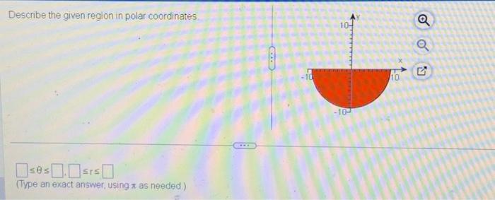 Solved Describe the given region in polar coordinates. | Chegg.com