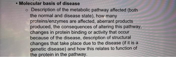 Molecular Basis Of Disease - Description Of The | Chegg.com