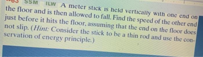 Solved SSM IL A meter stick is held vertically with one end | Chegg.com