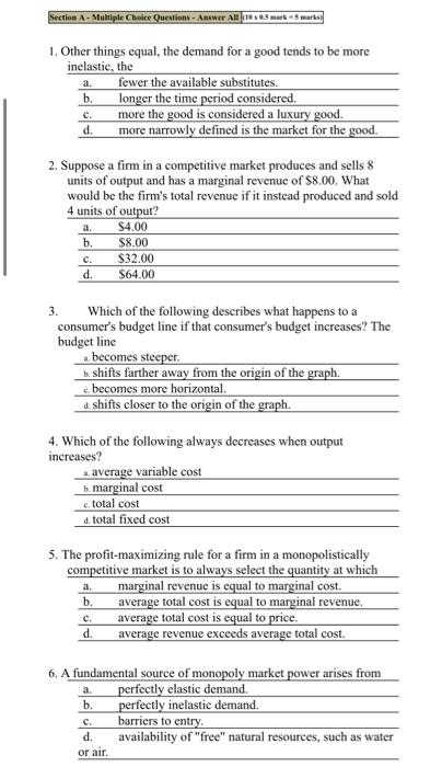 Solved Section - Multiple Choice Questions - Answer Alls 05 | Chegg.com