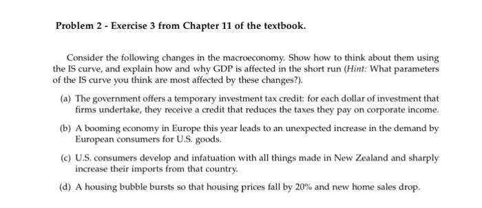 Solved Problem 2 - Exercise 3 from Chapter 11 of the | Chegg.com