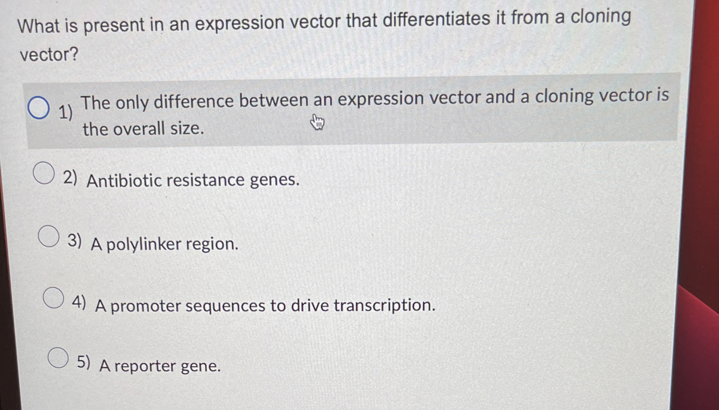 Solved What is present in an expression vector that