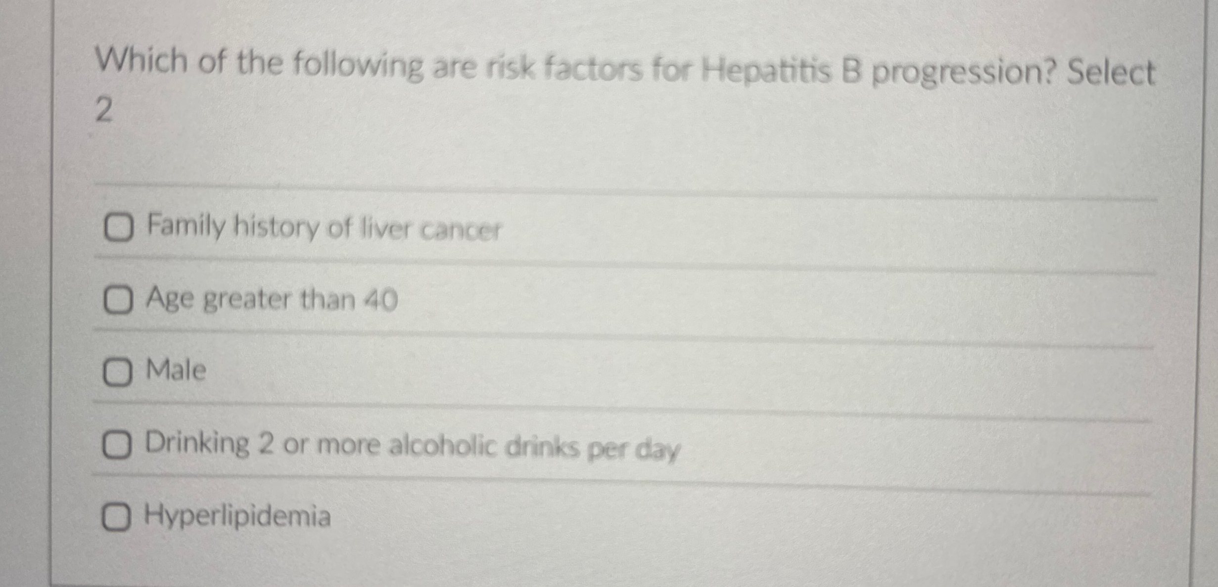 Solved Which of the following are risk factors for Hepatitis | Chegg.com