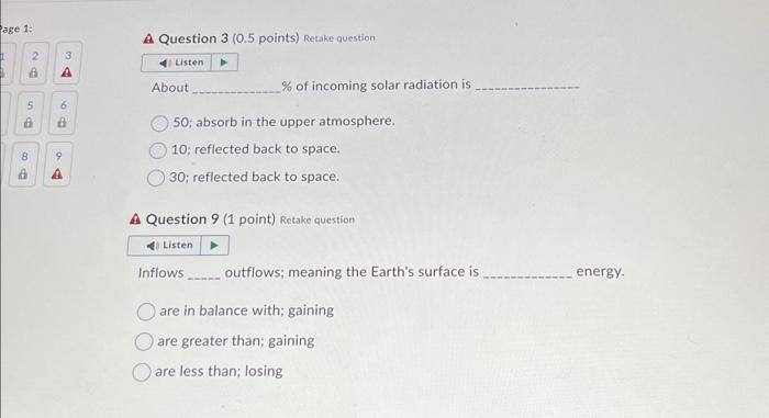 Solved About % of incoming solar radiation is 50; absorb in | Chegg.com