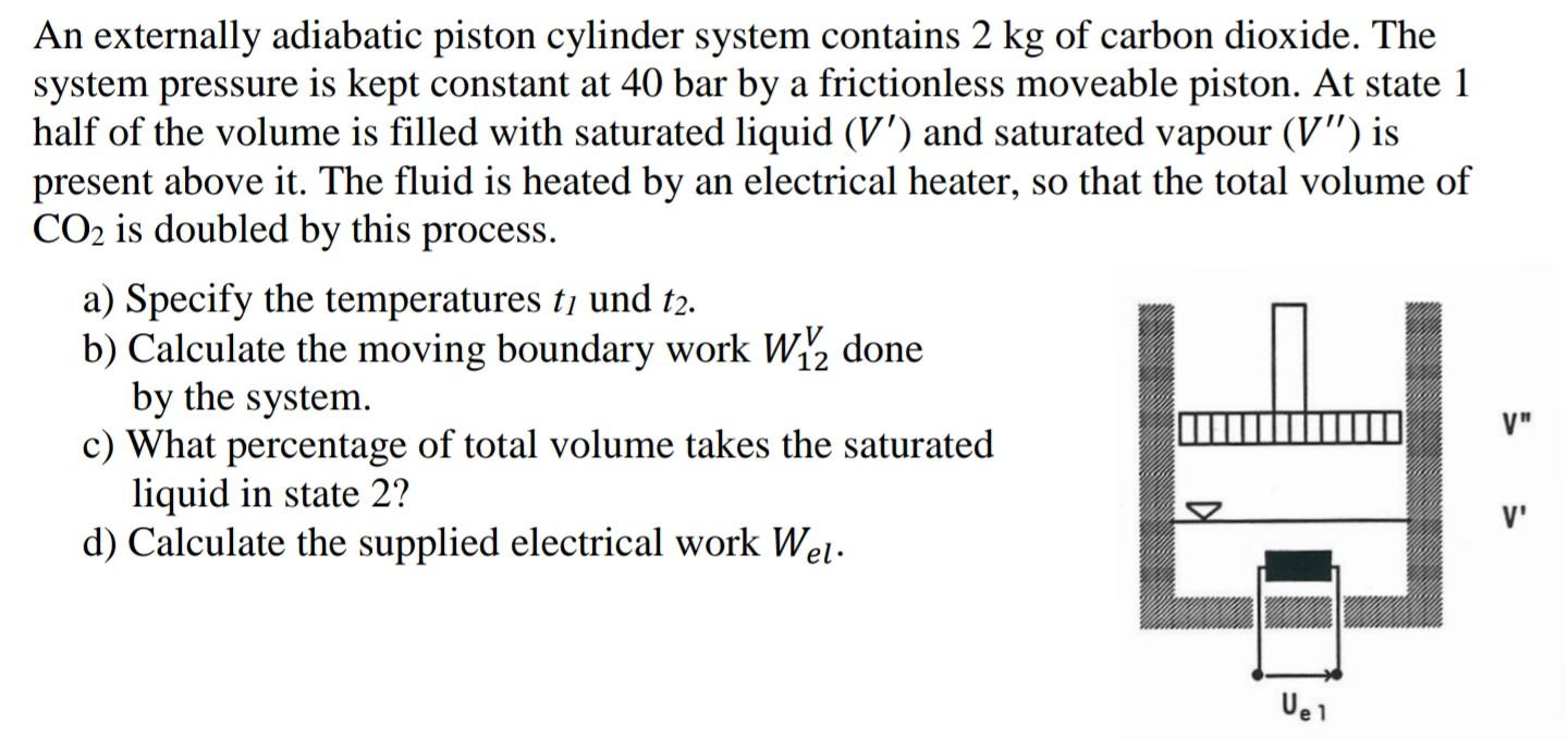 Solved An externally adiabatic piston cylinder system