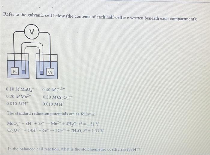 Solved Refer to the galvanic cell below (the contents of | Chegg.com