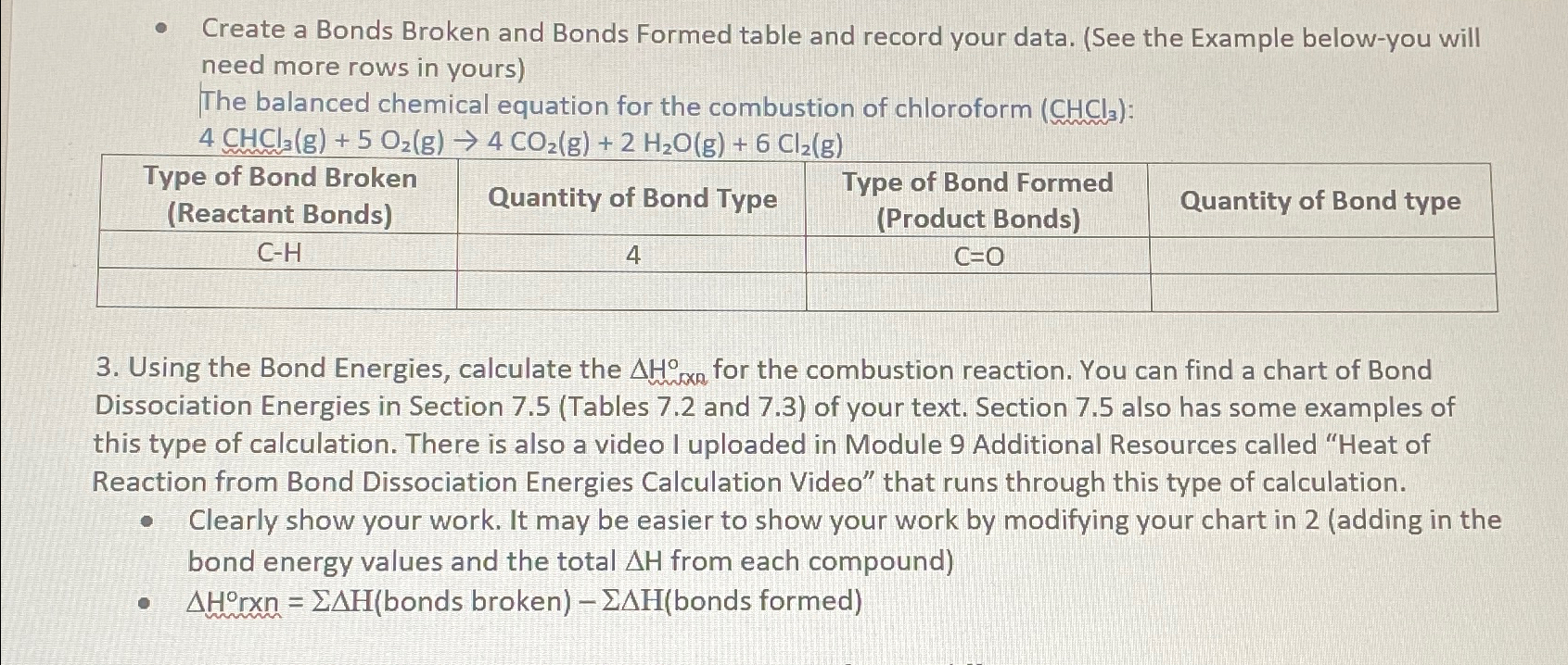 Create a Bonds Broken and Bonds Formed table and | Chegg.com
