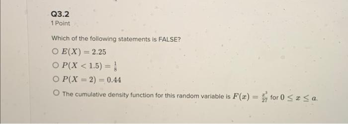 Solved Q3 Continuous Random Variables 3 Points A continuous | Chegg.com