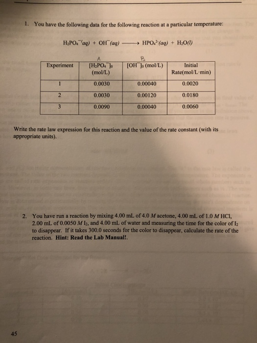 Solved 1. You have the following data for the following | Chegg.com