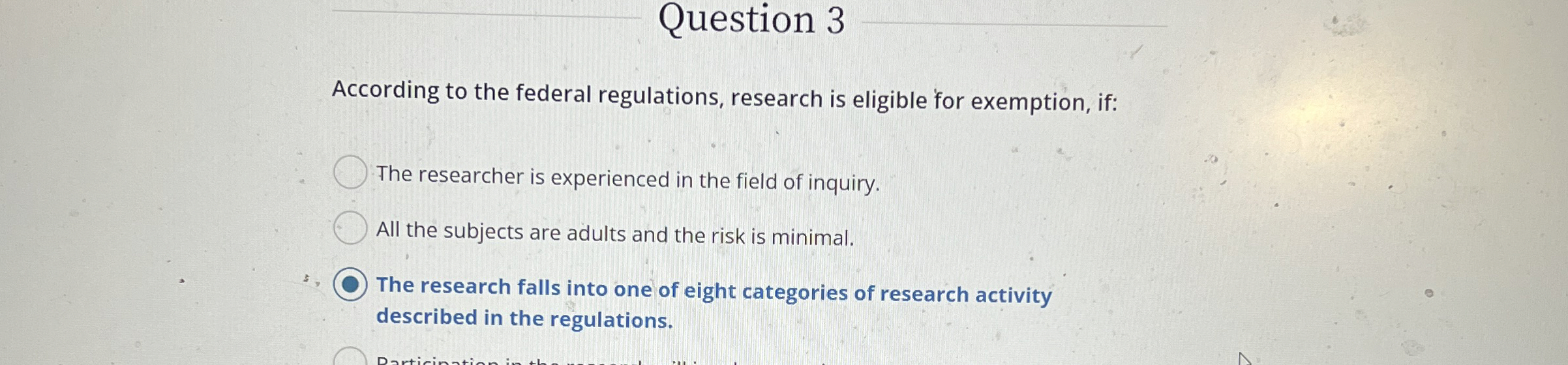 Solved Question 3According to the federal regulations, | Chegg.com