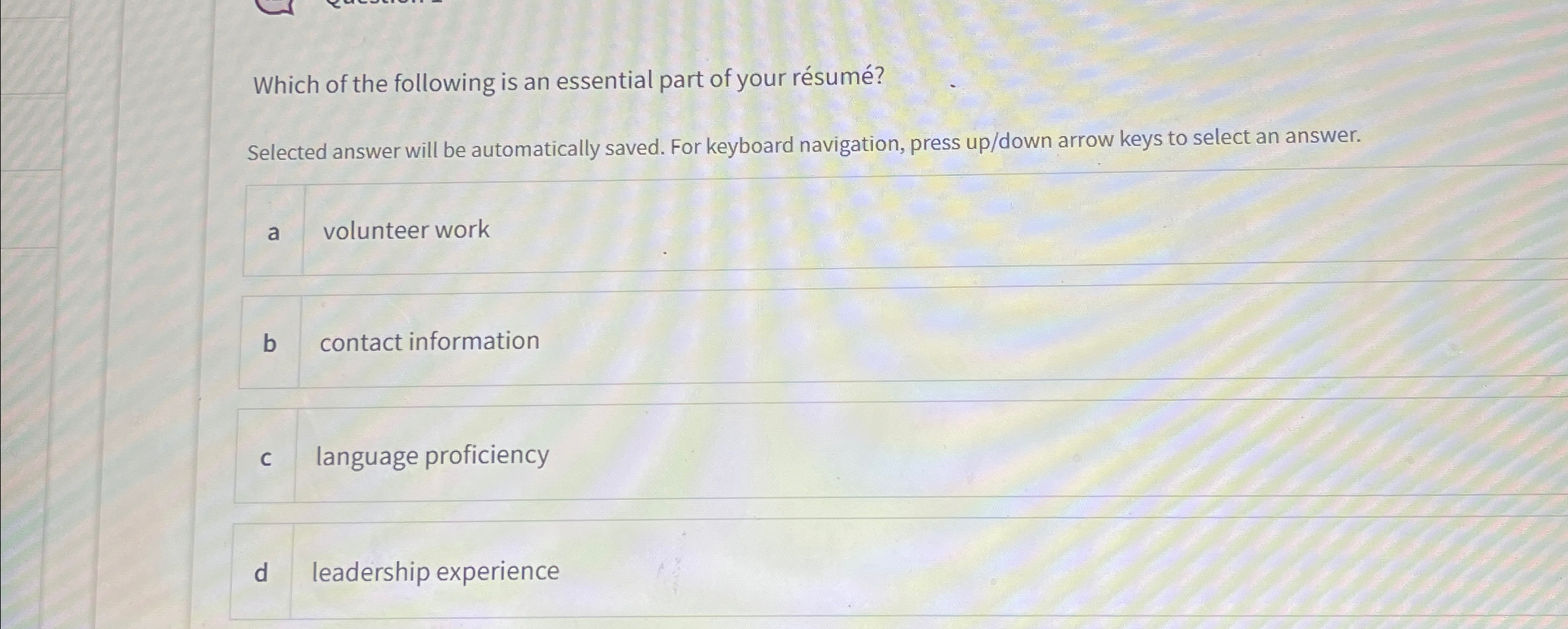 Solved Which of the following is an essential part of your | Chegg.com