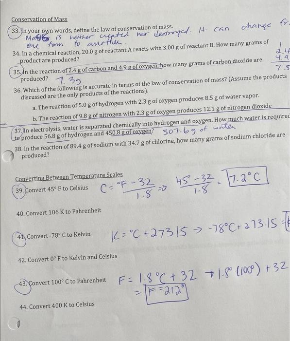 C→ Celsius F → Fahrenheit K → Kelvin ​ 1) Convert 40 degrees ∘C to ∘F. ..