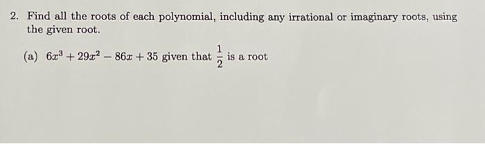 find real and imaginary roots of a polynomial
