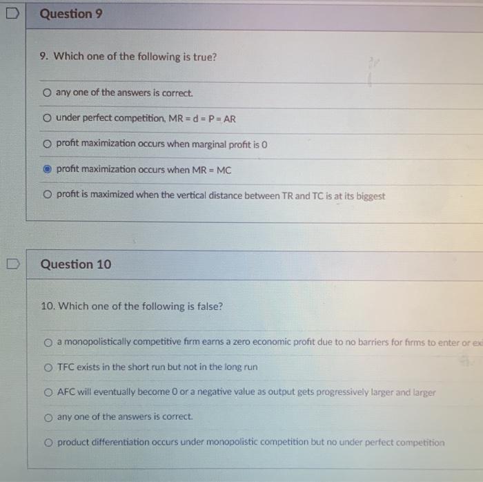 Solved Question 9 9. Which one of the following is true? any | Chegg.com