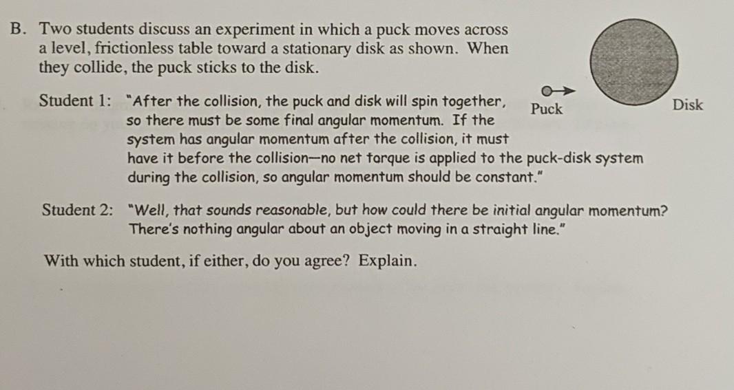Solved II. Momentum and angular momentum in collisions A. | Chegg.com
