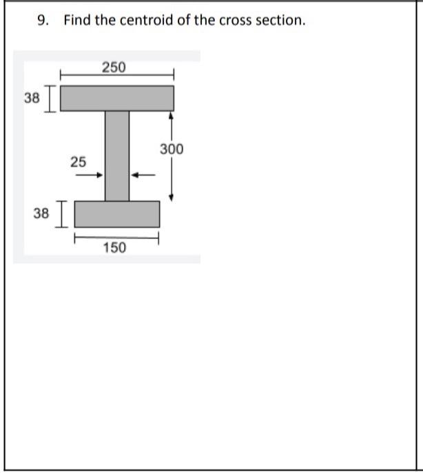 9. Find the centroid of the cross section.
