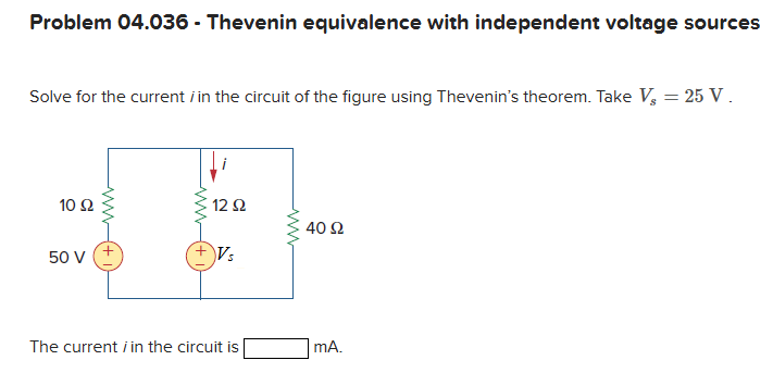 Solved Problem 04.036 - ﻿Thevenin equivalence with | Chegg.com