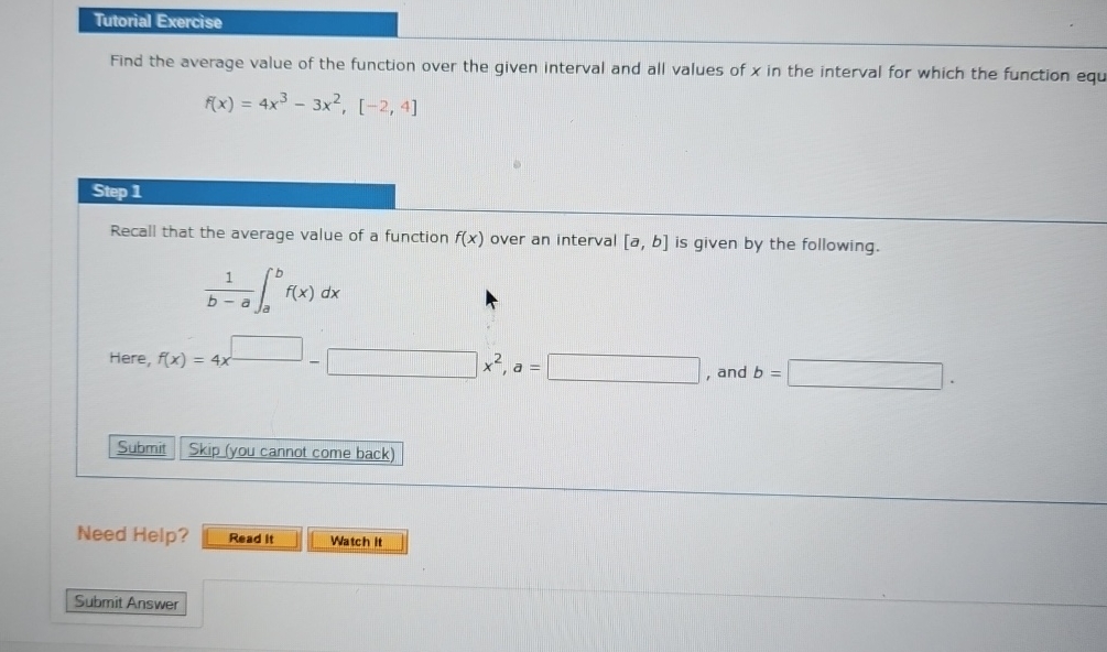 Solved Tutorial ExerciseFind The Average Value Of The | Chegg.com