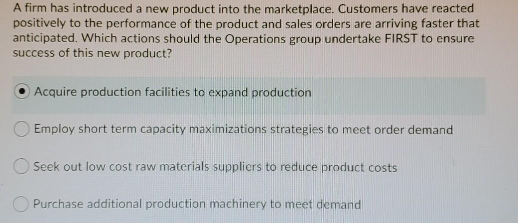 Solved A firm has introduced a new product into the | Chegg.com