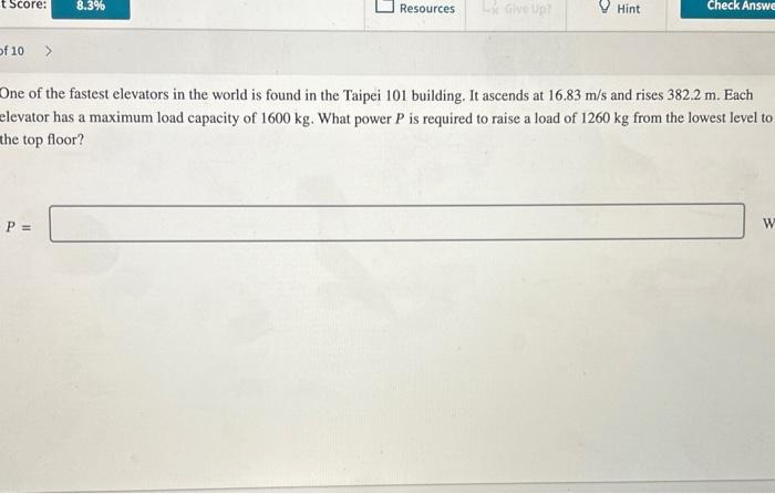 Solved One of the fastest elevators in the world is found in | Chegg.com