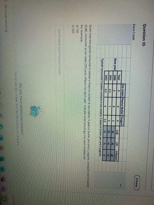 Solved Question 35 O Points Extra Credit . Base yead | Chegg.com
